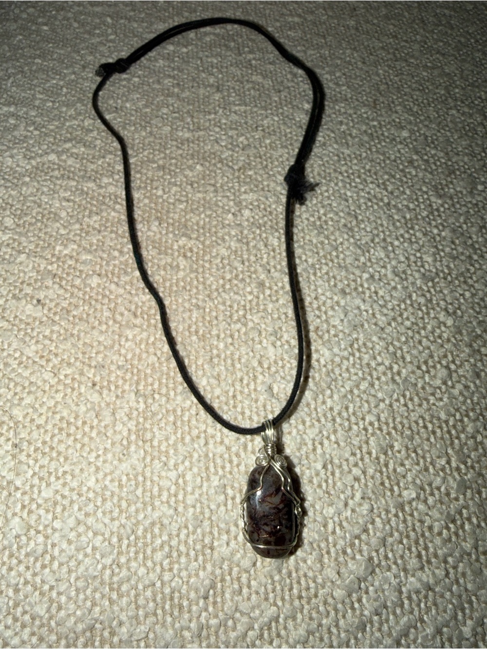 Handcrafted Brown Wire-Wrapped Stone Pendant Necklace